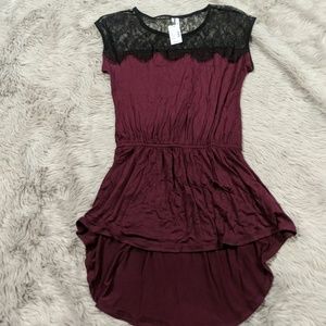 NWT Burgundy and black Lace tunic